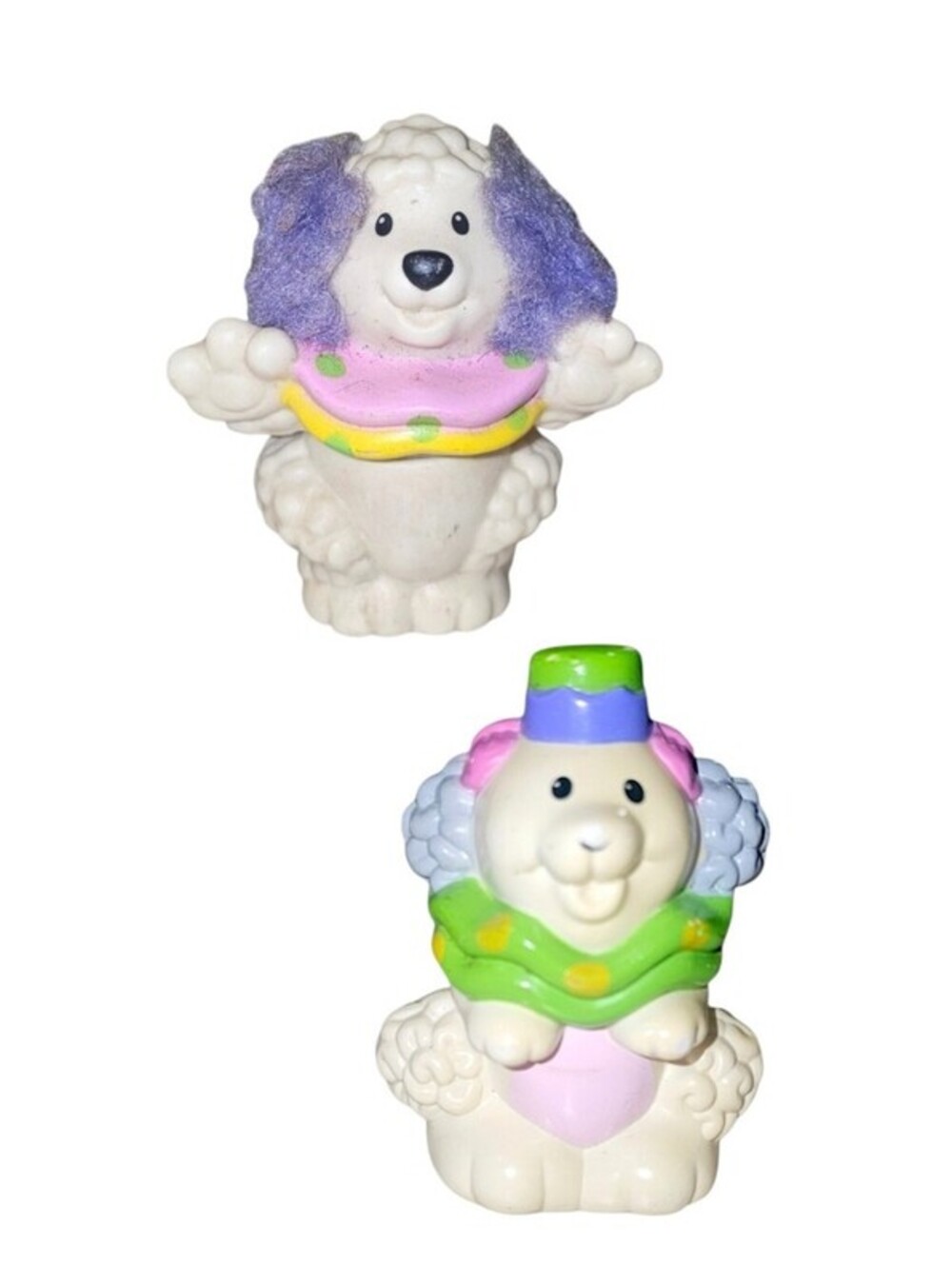 Fisher Price Little People Circus French White Poodle Dancing Dog Lot x2 Vintage